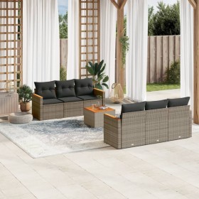 Set de sofás de jardín 7 piezas con cojines ratán PE gris de , Conjuntos de jardín - Ref: Foro24-3258196, Precio: 431,95 €, D...