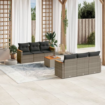 Set de sofás de jardín 7 piezas con cojines ratán PE gris de , Conjuntos de jardín - Ref: Foro24-3258196, Precio: 431,95 €, D...