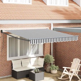 Toldo retráctil aluminio y tela gris antracita y blanco 3x2,5 m en Toldos | Comprar online en Foru.es