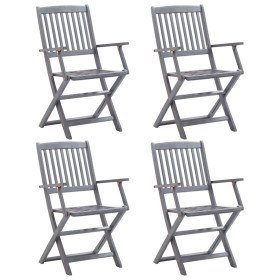 Sillas plegables de jardín 4 unidades madera maciza de acacia de vidaXL, Sillas de jardín - Ref: Foro24-46334, Precio: 165,89...