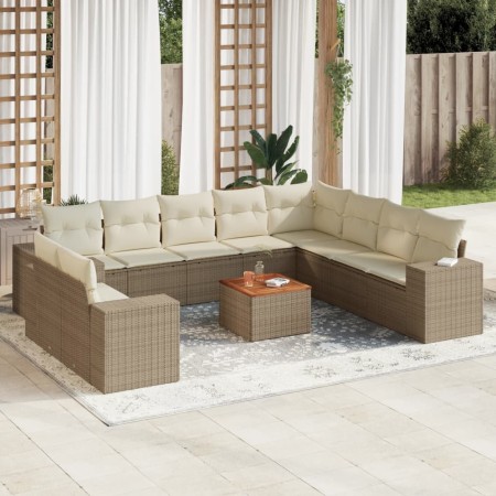 Set de sofás de jardín 11pzas con cojines ratán sintético beige de , Conjuntos de jardín - Ref: Foro24-3225519, Precio: 738,9...
