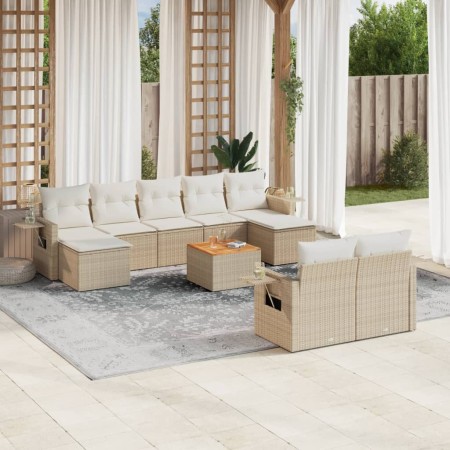 Juego de sofás jardín con cojines beige 10 pzas ratán sintético de , Conjuntos de jardín - Ref: Foro24-3257108, Precio: 683,6...