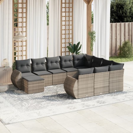 Set de sofás de jardín 11 pzas y cojines ratán sintético gris de , Conjuntos de jardín - Ref: Foro24-3225192, Precio: 655,35 ...