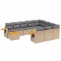 Set de sofás de jardín 11pzas con cojines ratán sintético beige de , Conjuntos de jardín - Ref: Foro24-3227207, Precio: 678,9...