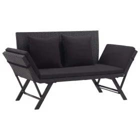 Garden bench with black synthetic rattan cushions 176 cm by vidaXL, garden benches - Ref: Foro24-46233, Price: 219,06 €, Disc...