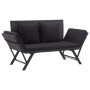 Banco de jardín con cojines ratán sintético negro 176 cm de vidaXL, Bancos de jardín - Ref: Foro24-46233, Precio: 209,39 €, D...