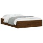 Cama con cajones madera de ingeniería marrón roble 135x190 cm de , Camas y somieres - Ref: Foro24-3207314, Precio: 185,89 €, ...