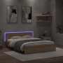 Estructura de cama cabecero y luces LED roble Sonoma 160x200 cm de , Camas y somieres - Ref: Foro24-3207597, Precio: 157,48 €...