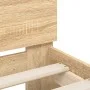 Sonoma oak bed frame with headboard and LED lights 135x190 cm by , Beds and slatted bases - Ref: Foro24-3207569, Price: 147,9...
