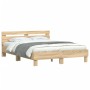 Estructura de cama cabecero y luces LED roble Sonoma 140x190 cm de , Camas y somieres - Ref: Foro24-3207562, Precio: 161,12 €...