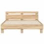 Estructura de cama cabecero y luces LED roble Sonoma 140x190 cm de , Camas y somieres - Ref: Foro24-3207562, Precio: 161,12 €...