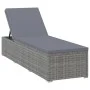 Lounger with gray synthetic rattan cushion by vidaXL, Loungers - Ref: Foro24-46220, Price: 170,72 €, Discount: %