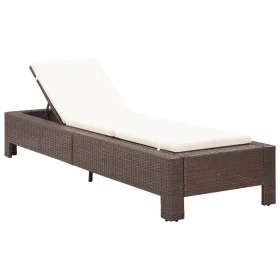 Tumbona con cojín de ratán sintético marrón de vidaXL, Tumbonas - Ref: Foro24-46235, Precio: 162,52 €, Descuento: %
