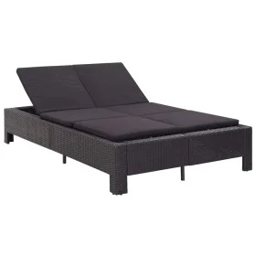 Tumbona para 2 personas con cojín ratán sintético negro de vidaXL, Camas para exteriores - Ref: Foro24-46241, Precio: 478,05 ...