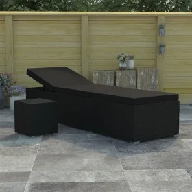 Gartenliege mit Kissen und schwarzem Kunstrattantisch von vidaXL, Liegen - Ref: Foro24-46228, Preis: 160,28 €, Rabatt: %