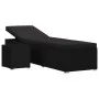 Tumbona de jardín con cojín y mesita ratán sintético negro de vidaXL, Tumbonas - Ref: Foro24-46228, Precio: 160,28 €, Descuen...
