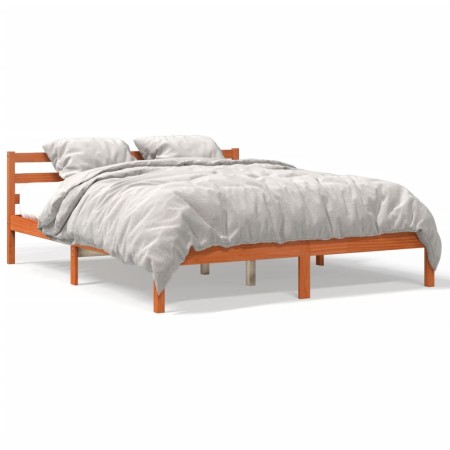 Estructura de cama madera maciza pino marrón cera 120x200 cm de , Camas y somieres - Ref: Foro24-844149, Precio: 144,90 €, De...
