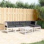 Set sofás jardín 5 pzas con cojines madera maciza pino blanco de , Conjuntos de jardín - Ref: Foro24-3217006, Precio: 561,22 ...