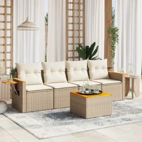 Juego de sofás jardín con cojines 5 pzas ratán sintético beige de , Conjuntos de jardín - Ref: Foro24-3259020, Precio: 361,37...