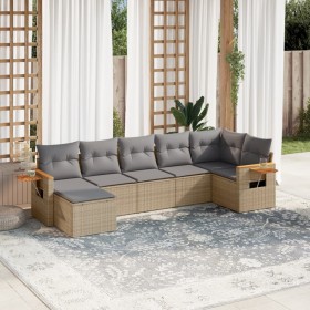 Set sofás de jardín 7 piezas y cojines ratán sintético beige de , Conjuntos de jardín - Ref: Foro24-3259434, Precio: 464,76 €...