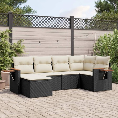 Set de sofás de jardín 6 piezas y cojines ratán sintético negro de , Conjuntos de jardín - Ref: Foro24-3259417, Precio: 387,3...