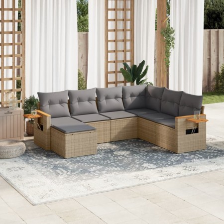 Set sofás de jardín 7 piezas y cojines ratán sintético beige de , Conjuntos de jardín - Ref: Foro24-3259448, Precio: 464,76 €...