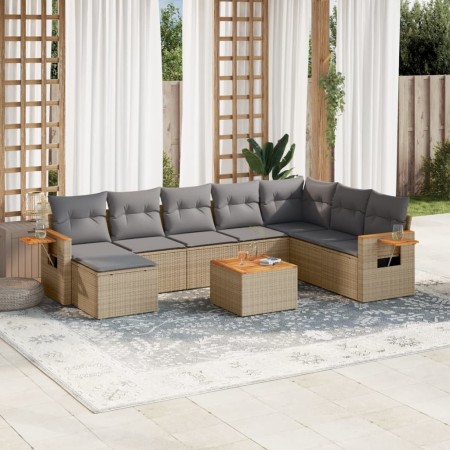 Set de sofás de jardín 9 pzas con cojines ratán sintético beige de , Conjuntos de jardín - Ref: Foro24-3259497, Precio: 562,4...