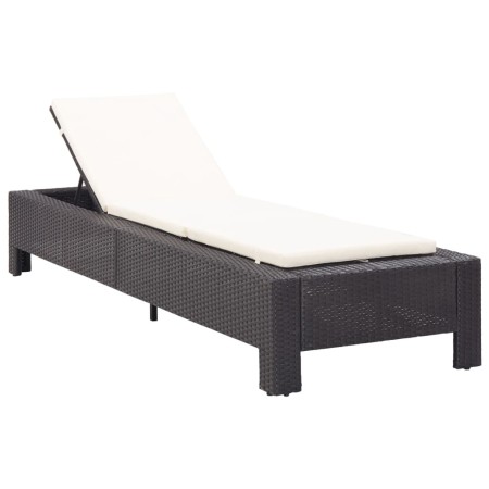 Tumbona con cojín de ratán sintético negro de vidaXL, Tumbonas - Ref: Foro24-46234, Precio: 150,57 €, Descuento: %