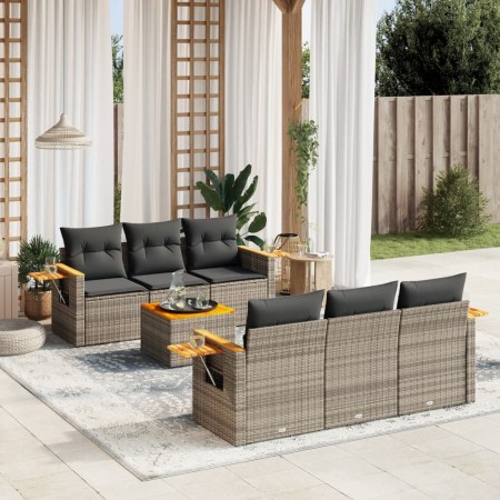 Set de sofás de jardín 7 piezas con cojines ratán PE gris de , Conjuntos de jardín - Ref: Foro24-3259036, Precio: 487,81 €, D...