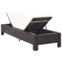 Tumbona con cojín de ratán sintético negro de vidaXL, Tumbonas - Ref: Foro24-46234, Precio: 150,57 €, Descuento: %