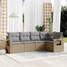 Juego de sofás jardín con cojines 5 pzas ratán sintético beige de , Conjuntos de jardín - Ref: Foro24-3252466, Precio: 380,12...