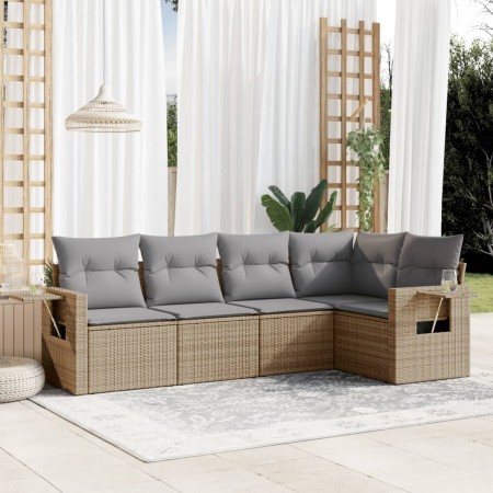 Juego de sofás jardín con cojines 5 pzas ratán sintético beige de , Conjuntos de jardín - Ref: Foro24-3252466, Precio: 380,12...
