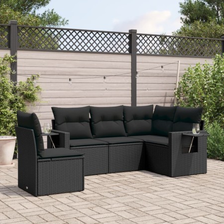 Set de muebles de jardín 5 pzas y cojines ratán sintético negro de , Conjuntos de jardín - Ref: Foro24-3252502, Precio: 370,8...