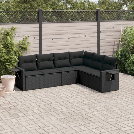 Set de sofás de jardín 6 piezas y cojines ratán sintético negro de , Conjuntos de jardín - Ref: Foro24-3252542, Precio: 430,8...