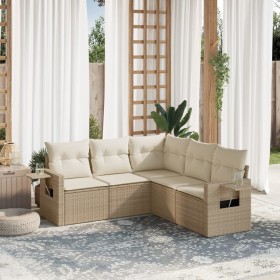 Juego de sofás jardín con cojines 5 pzas ratán sintético beige de , Conjuntos de jardín - Ref: Foro24-3252485, Precio: 401,89...