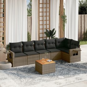 Set de sofás de jardín 7 piezas con cojines ratán PE gris de , Conjuntos de jardín - Ref: Foro24-3256907, Precio: 451,72 €, D...