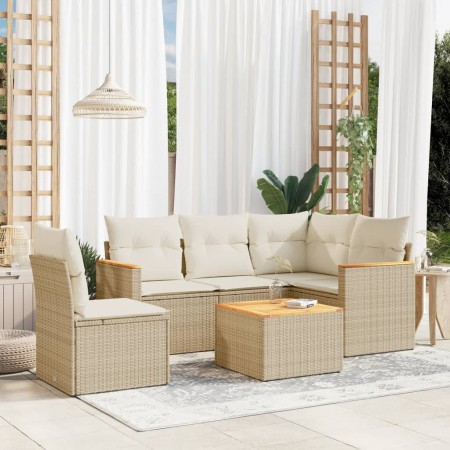 Juego de sofás jardín con cojines 6 pzas ratán sintético beige de , Conjuntos de jardín - Ref: Foro24-3258383, Precio: 406,94...