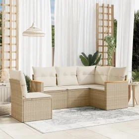 Juego de sofás jardín con cojines 5 pzas ratán sintético beige de , Conjuntos de jardín - Ref: Foro24-3258376, Precio: 368,22...