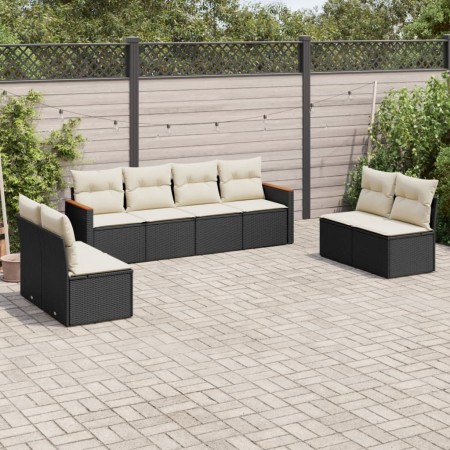 Set de sofás de jardín 8 piezas y cojines ratán sintético negro de , Conjuntos de jardín - Ref: Foro24-3258290, Precio: 442,9...