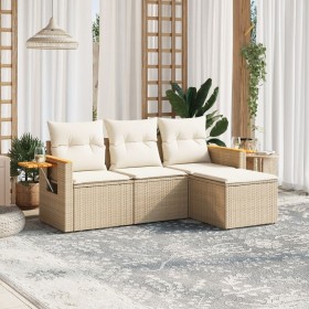 Juego de sofás jardín con cojines 4 pzas ratán sintético beige de , Conjuntos de jardín - Ref: Foro24-3259146, Precio: 317,29...