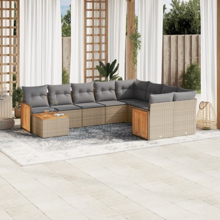 Juego de sofás jardín con cojines beige 10 pzas ratán sintético de , Conjuntos de jardín - Ref: Foro24-3260400, Precio: 644,3...