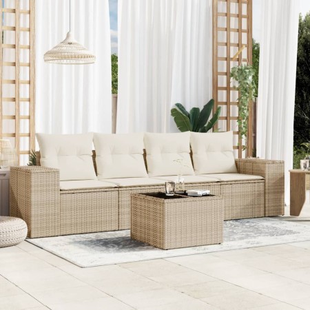Juego de sofás jardín con cojines 5 pzas ratán sintético beige de , Conjuntos de jardín - Ref: Foro24-3254625, Precio: 392,43...