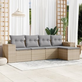 Juego de sofás jardín con cojines 5 pzas ratán sintético beige de , Conjuntos de jardín - Ref: Foro24-3254826, Precio: 351,02...