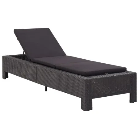 Sun lounger with black synthetic rattan cushion by vidaXL, Loungers - Ref: Foro24-46237, Price: 165,69 €, Discount: %