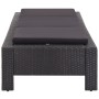 Tumbona con cojín de ratán sintético negro de vidaXL, Tumbonas - Ref: Foro24-46237, Precio: 158,40 €, Descuento: %