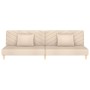 Sofá cama de 2 plazas con dos almohadas tela color crema de , Sofás - Ref: Foro24-375890, Precio: 252,24 €, Descuento: %