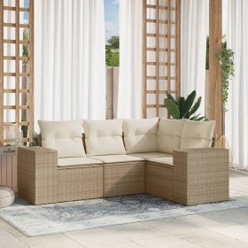 Juego de sofás jardín con cojines 4 pzas ratán sintético beige de , Conjuntos de jardín - Ref: Foro24-3254845, Precio: 350,22...