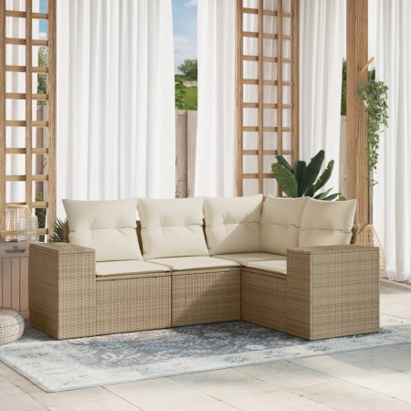 Juego de sofás jardín con cojines 4 pzas ratán sintético beige de , Conjuntos de jardín - Ref: Foro24-3254845, Precio: 350,22...