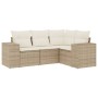 Juego de sofás jardín con cojines 4 pzas ratán sintético beige de , Conjuntos de jardín - Ref: Foro24-3254845, Precio: 350,22...
