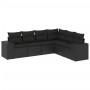 Set de sofás de jardín 6 piezas y cojines ratán sintético negro de , Conjuntos de jardín - Ref: Foro24-3222604, Precio: 434,0...
